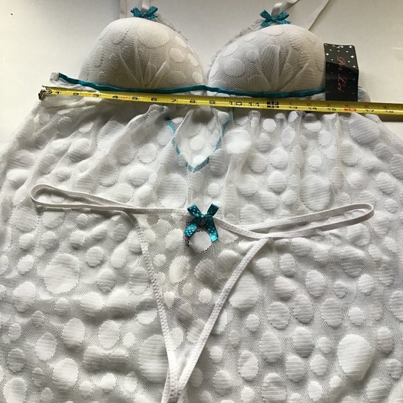 Per Lei plus size 1X white baby doll with G-string - Picture 5 of 6